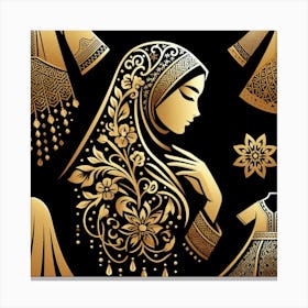 Muslim Woman In Gold Canvas Print