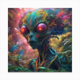 Imagination, Trippy, Synesthesia, Ultraneonenergypunk, Unique Alien Creatures With Faces That Looks (7) Canvas Print