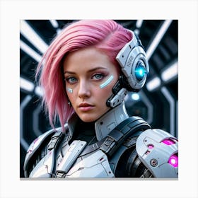 Futuristic Girl With Pink Hair 3 Canvas Print