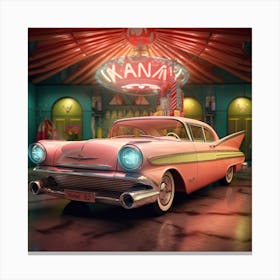 Pink Car In A Bar Canvas Print