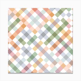 Gingham Checker Cottage Summer Square Canvas Print