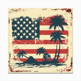 American Flag With Palm Trees 2 Canvas Print