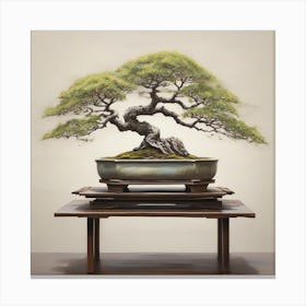 Bonsai on Table, optimistic painting Canvas Print