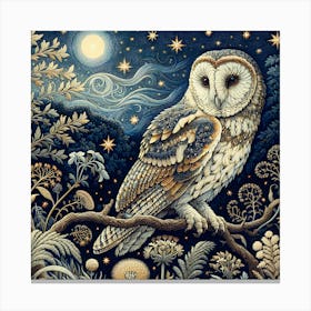 Owl on A Branch Watching Wisely Canvas Print