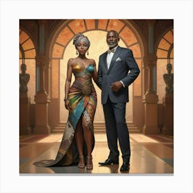 Man And Woman In Formal Attire Canvas Print