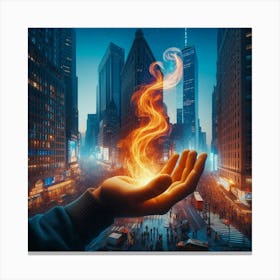 Hand With Fire In It Canvas Print
