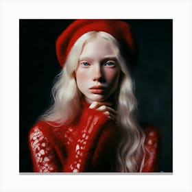 Portrait Of A Girl In Red Canvas Print