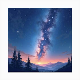 Dreamy Watercolor Depiction Of The Milky Way 1 Canvas Print