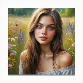 Girl In A Field 1 Canvas Print