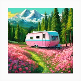 Pink Camper Canvas Print