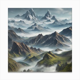 Gorgeous Mountains And Clouds Canvas Print