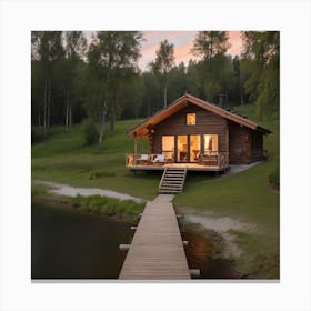 Albedobase Xl A Cozy Wooden Cabin Nestled By The Tranquil Kaun 0 Canvas Print