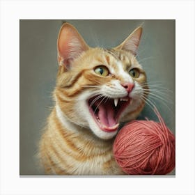 Cat With A Ball Of Yarn 1 Canvas Print