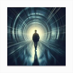 Man Walking Through A Tunnel Canvas Print