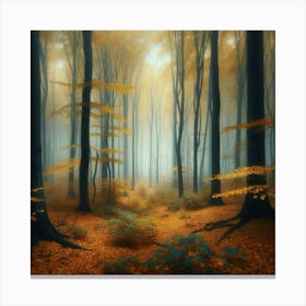 Foggy Autumn Forest 10 Canvas Print