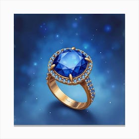 Sapphire Ring, Watercolor, Celestial Night Sky 1 Canvas Print