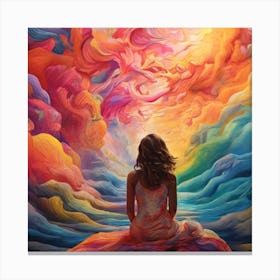 Dream Colors: A girl weaves a poem with the hues of joy and love in her paintings." Canvas Print