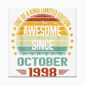 24 Year Old Awesome Since October 1998 Vintage 24th Birthday Canvas Print