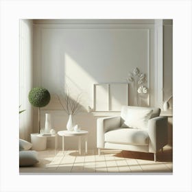 White Living Room 3 Canvas Print