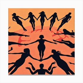 Silhouettes Of Women Canvas Print