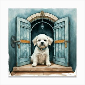 Dog In The Doorway Canvas Print