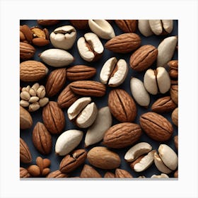 Nuts On A Black Background 1 Canvas Print