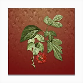Vintage Paper Mulberry Flower Botanical on Falu Red Pattern n.0228 Canvas Print