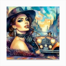 Sexy Woman Smoking A Cigarette Canvas Print