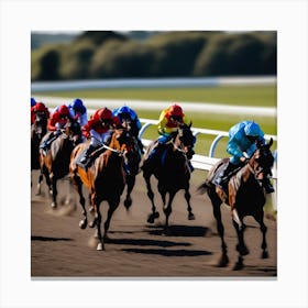Jockeys Racing On The Track 4 Canvas Print