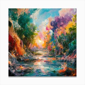 A stunning oil painting of a vibrant and abstract watercolor 12 Canvas Print