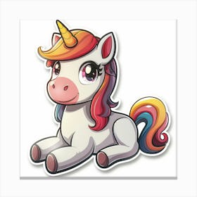 Cute Unicorn Sticker 2 Canvas Print