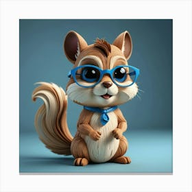 Cartoon Squirrel With Glasses 6 Canvas Print