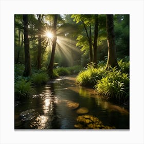 Sunrise In The Forest Paintings Art Print Canvas Print