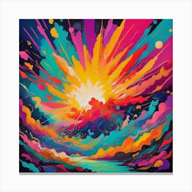 An Abstract Color Explosion 1, that bursts with vibrant hues and creates an uplifting atmosphere. Generated with AI,Art style_Painting,CFG Scale_7.5,Step Scale_50. Canvas Print