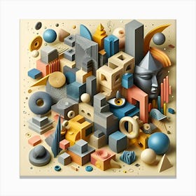 Abstract Art Of Different Shapes In 3d Rendered Images 2 Canvas Print