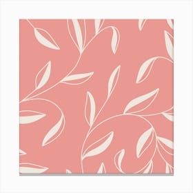 White Leaves on Pink, Pattern Canvas Print