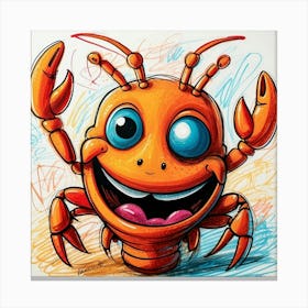 Crab Cartoon Drawing Canvas Print