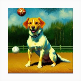 Dog With Ball 1 Canvas Print