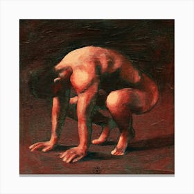 Male Nude homoerotic gay art man naked hand painted classical square adult mature Canvas Print