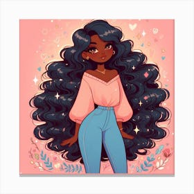 Black Girl With Big Hair Canvas Print