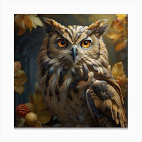 Owl In Autumn Canvas Print