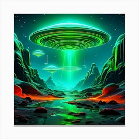 Abstract Retro UFOs Canvas Print