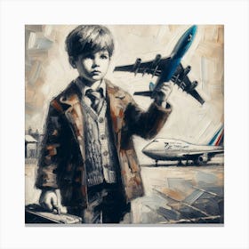 Boy With Plane Canvas Print