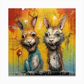 Abstract Crazy Whimsical Squirrels 1 Canvas Print