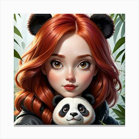 Girl With Panda Bear 1 Canvas Print