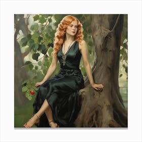 Lady In A Green Dress Canvas Print