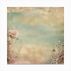 Snowy Background With Roses Canvas Print