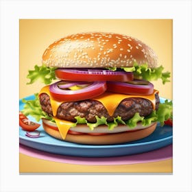 Hamburger On A Plate 193 Canvas Print