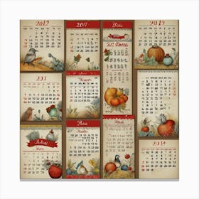 Vintage Calendar Canvas Print