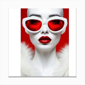 Woman In Red Sunglasses Canvas Print